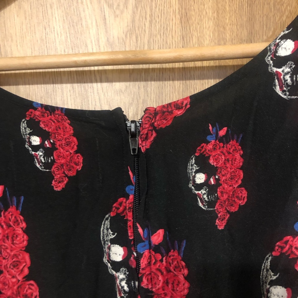 Royal Bones Black and Red Skull Floral Mini Dress - Picture 4 of 5